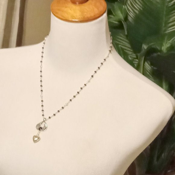 Vintage Sterling Silver Onyx Bezel Set Angel Wings Rosary Bead - Picture 10 of 14